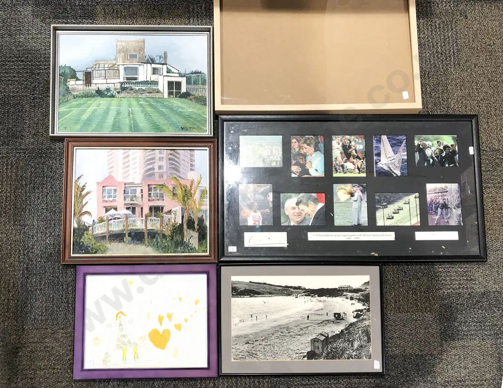 Five Assorted Prints and Originals together with Empty Frame Image 1++