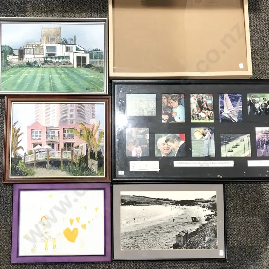Five Assorted Prints and Originals together with Empty Frame