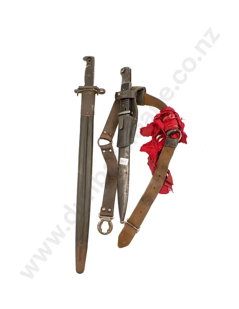 US Springfield Bayonet with German K98 Bayonet 1944 and Military Fold-down Campaign Seat etc Image 1++