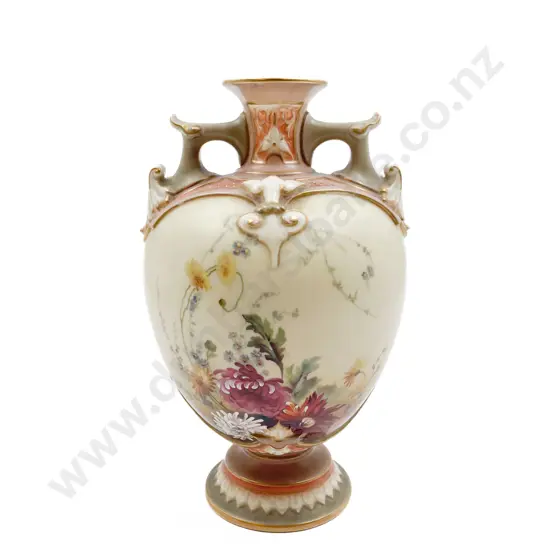 Royal Worcester Hand Painted Lidded Urn (Damage To Lid)