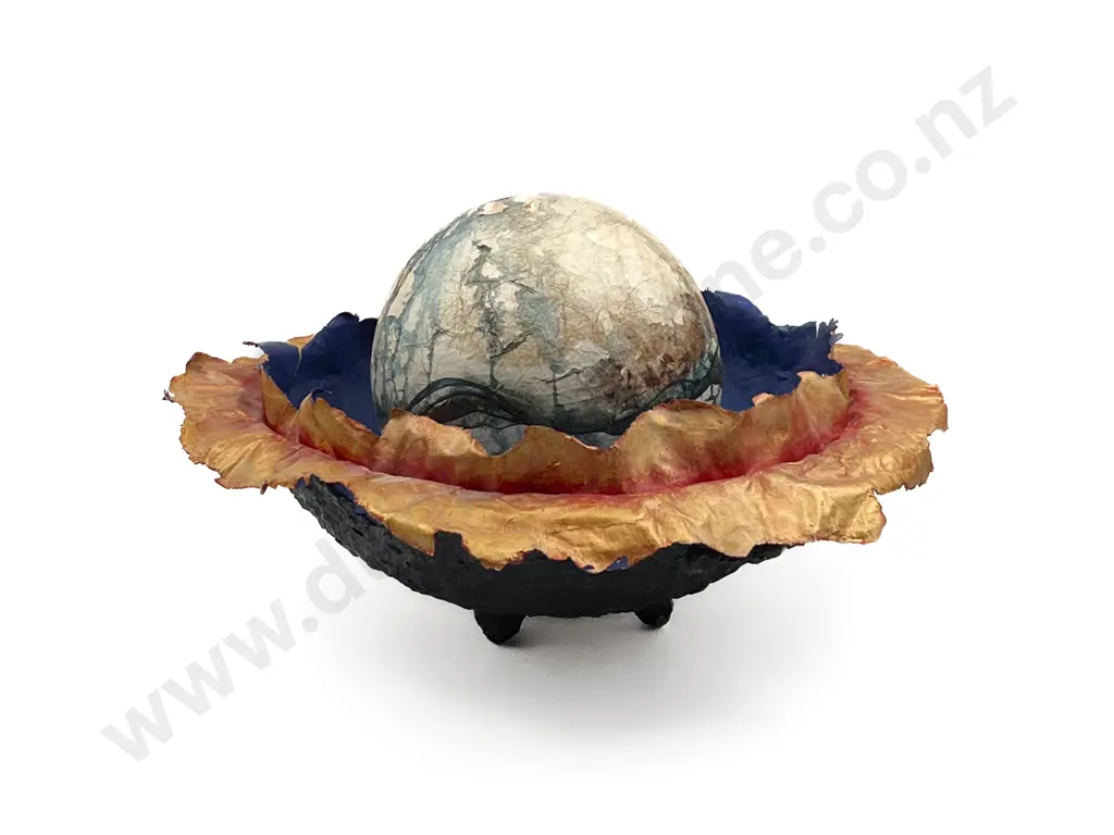 A. J. Rewi Papier Mache Orb with Display Disc and Large Mantle Bowl Image 1++