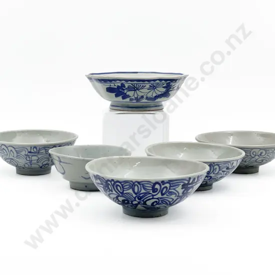 Six Chinese Blue and White Bowls