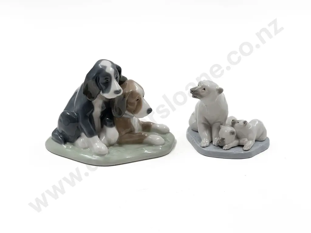Lladro Polar Bear Figure Group with Nao Dog Figure Group Image 1++