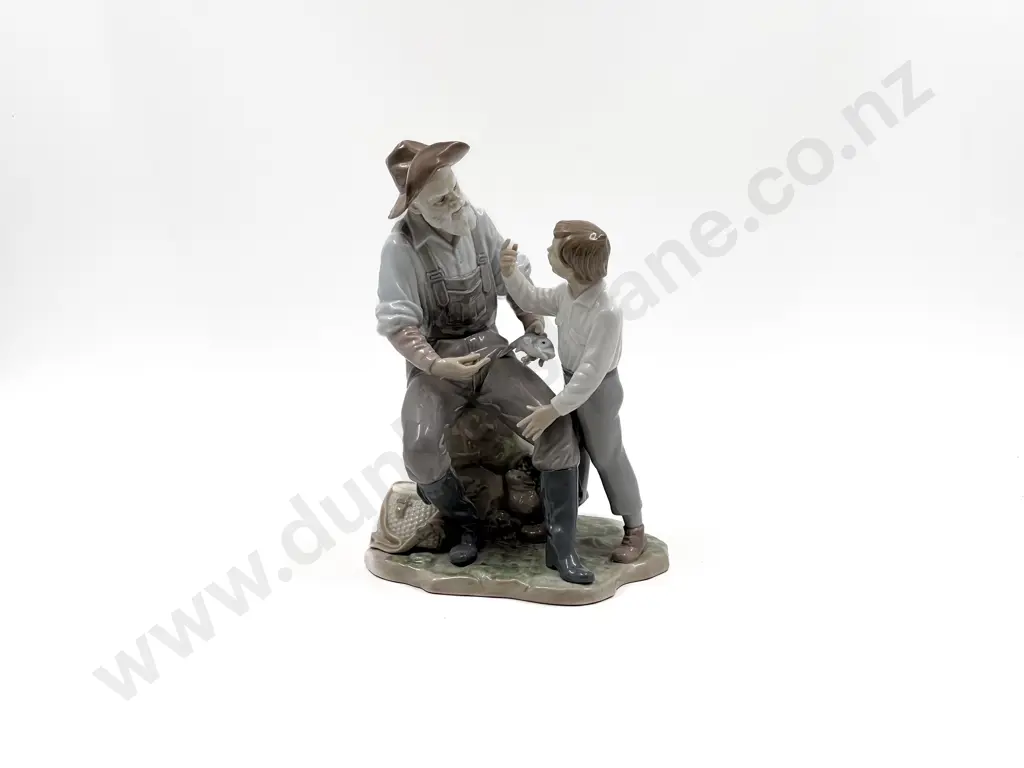 Lladro Figure Group A Fishing Lesson Image 1++