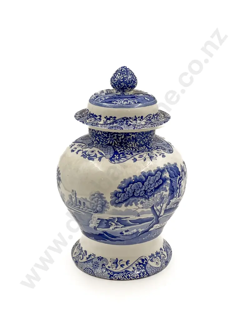 Spode Blue & White Vase & Cover Image 1++