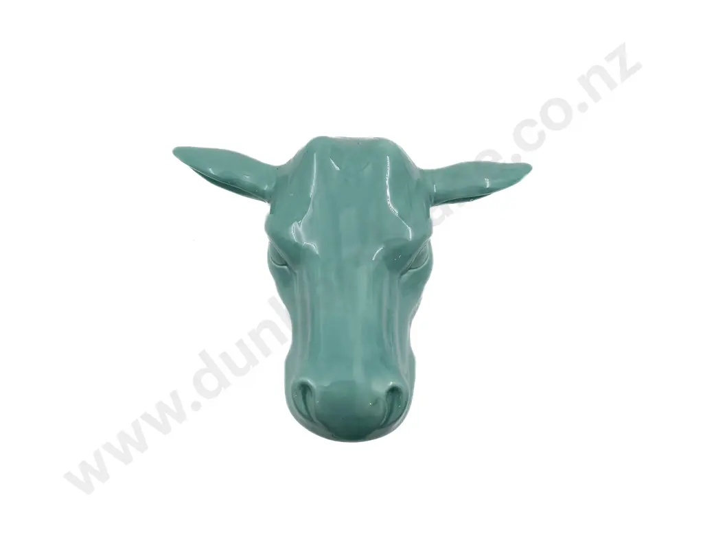 Teal Ceramic Wall Hung Cow's Head Image 1++