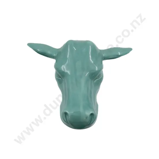 Teal Ceramic Wall Hung Cow's Head