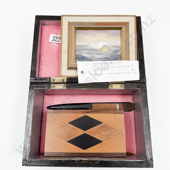 Inlaid Box with Other and Small Original Painting