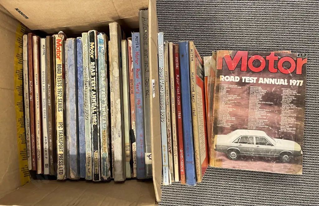 Box of Assorted Motor Road Test Annuals Image 1++