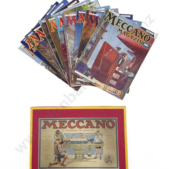 Vintage French Meccano and Magazines with two toy reference