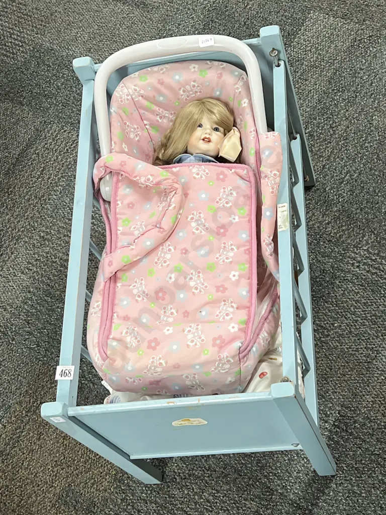 Play Dolls Cot with New Bisque Doll Image 1++