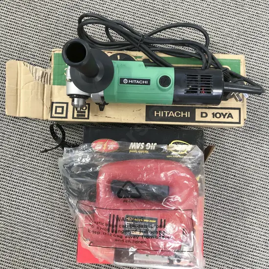 Boxed Hitachi Angle Drill with Boxed Jigsaw