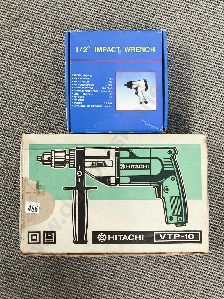 Boxed Hitachi Impact Drill with Boxed Impact Wrench Image 1++