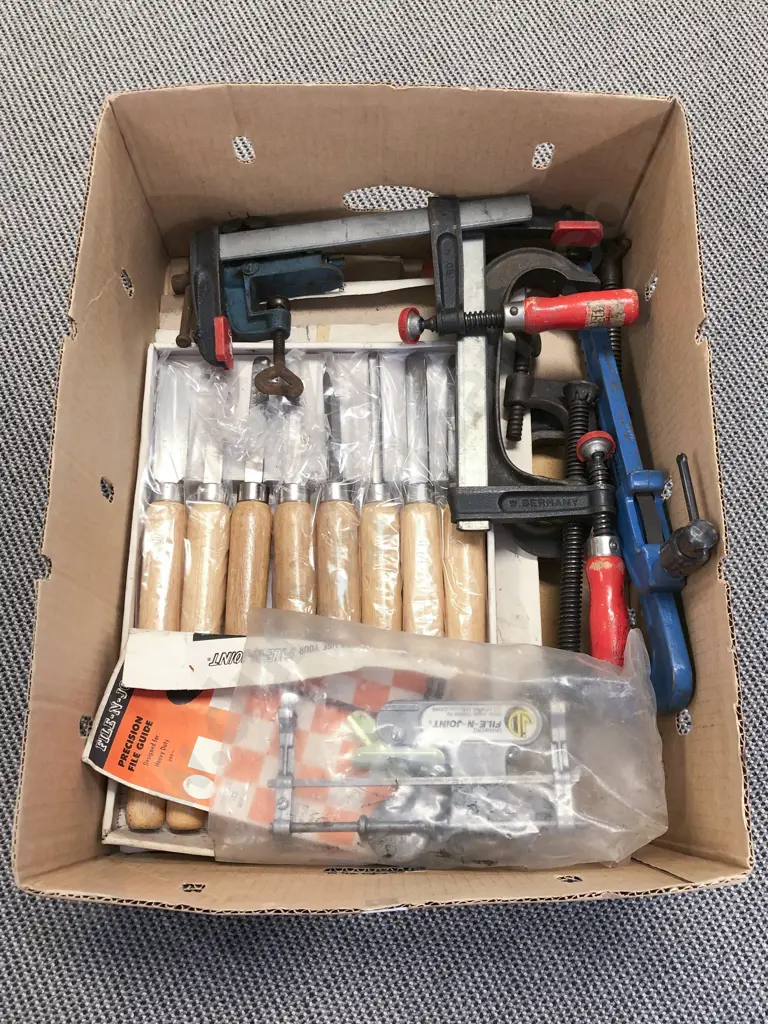Box of Assorted Tools incl Chisels Image 1++