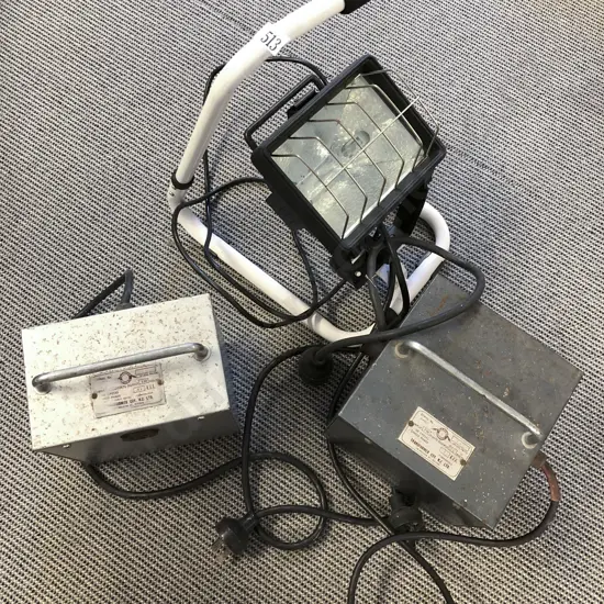 Two Vintage Transformers with Work Floodlight