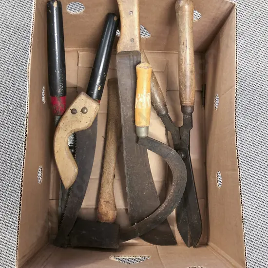 Box of Assorted Vintage Gardening Tools etc