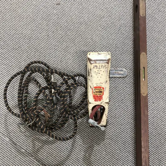Vintage Foot Action Tyre Pump & Vintage Spirit Level