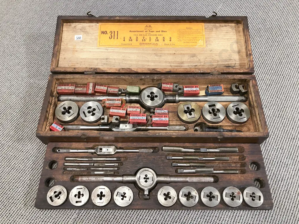 Vintage American Tap & Die Set in Wooden Case Image 1++