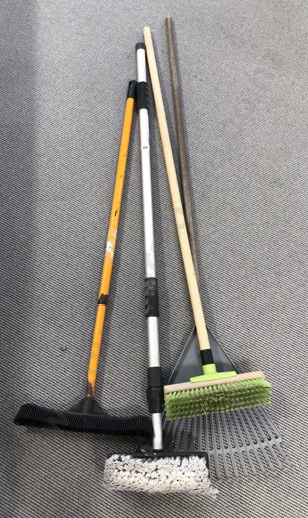 Quantity of Outdoor Brooms & Racks etc Image 1++