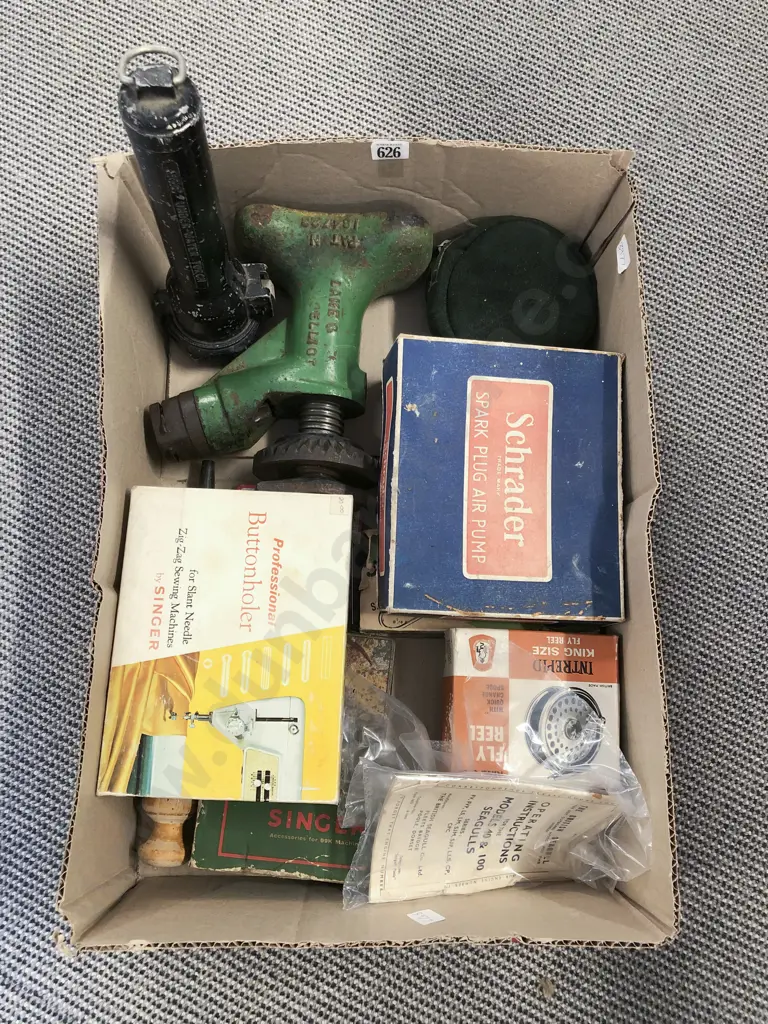 Box of Assorted Vintage Including Buttonholer and Underwater Torch etc Image 1++