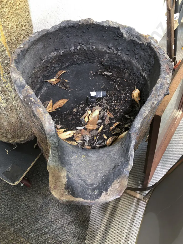 Vintage Graphite Crucible Converted to Water Fountain Image 1++