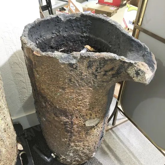 Vintage Graphite Crucible Converted to Water Fountain