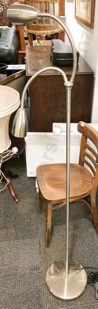 Modern Chrome Two Light Standing Lamp Image 1++
