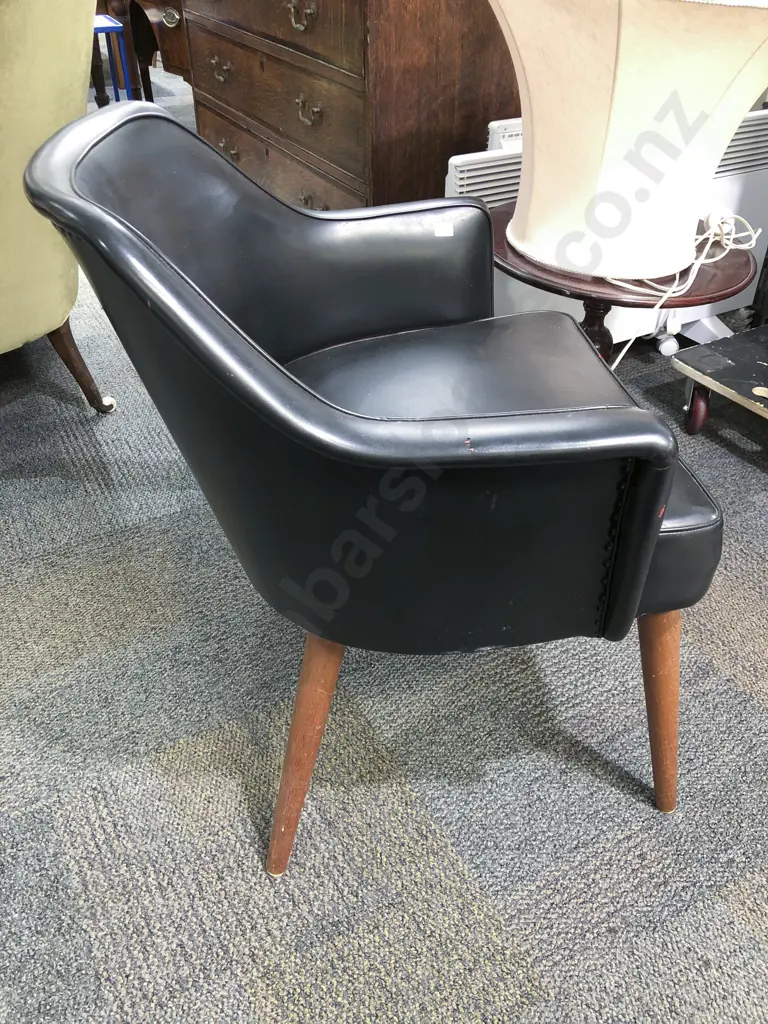 1960's Vinyl Tub Chair together with Bar Stool Image 1++