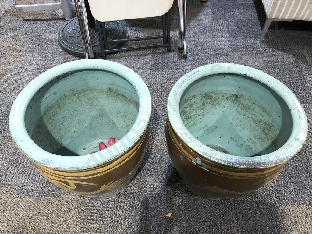 Pair of Dragon Decorated Garden Pots Image 1++