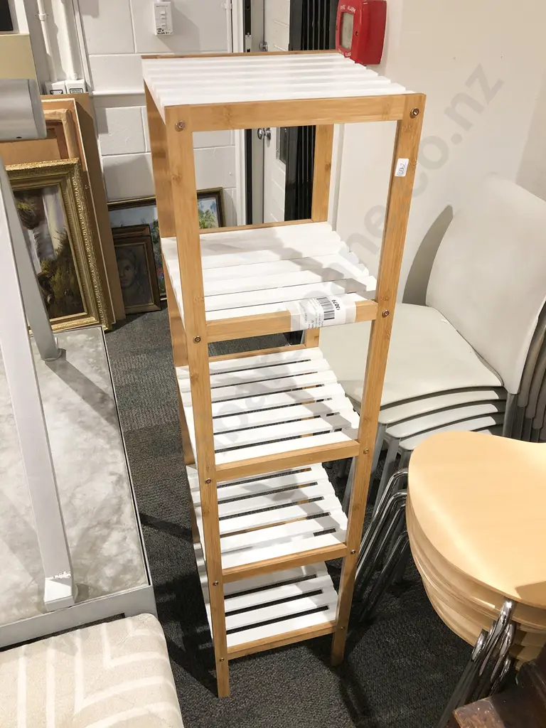 Modern Slatted Open Shelf Unit Image 1++
