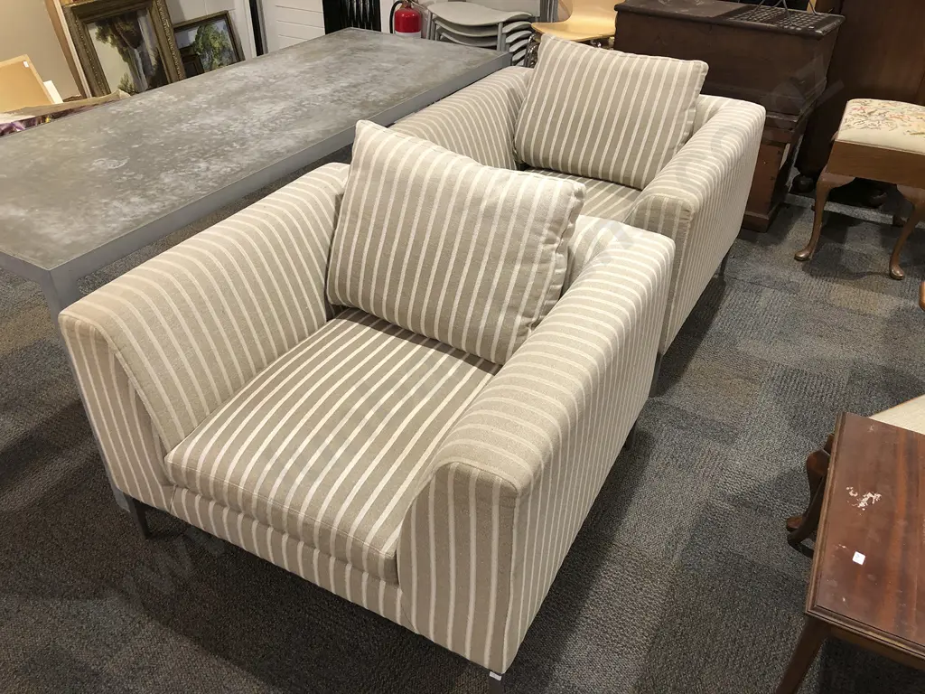Pair of Modern Upholstered Armchairs Image 1++