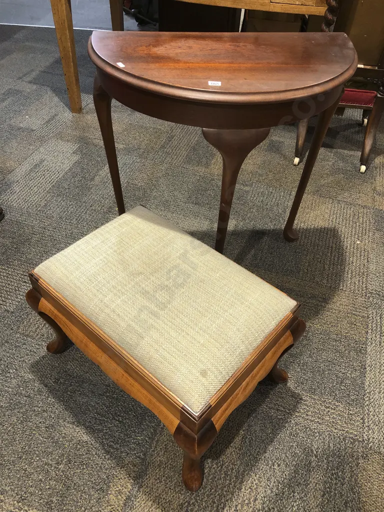 D Shaped Hall Table together with Foot Stool Image 1++