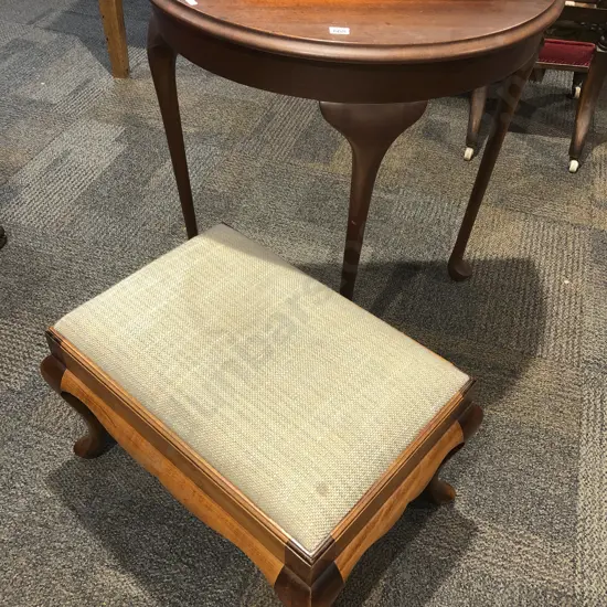 D Shaped Hall Table together with Foot Stool