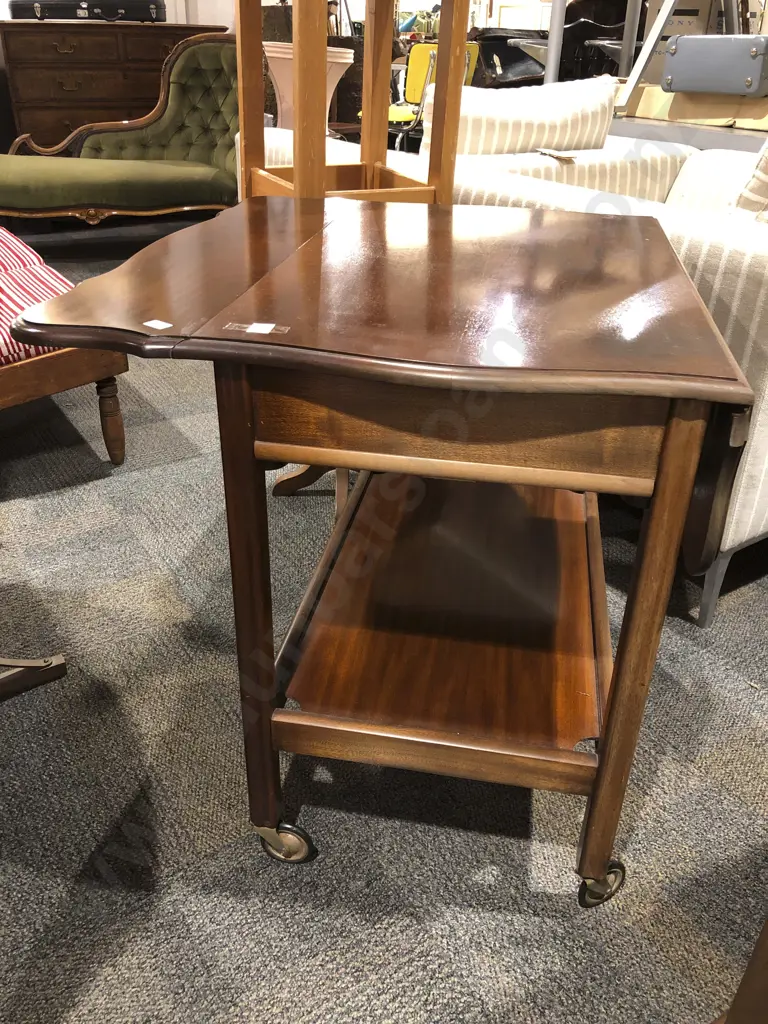 Drop Leaf Two Tier Tea Trolley Image 1++