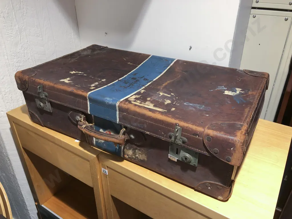 Vintage Leather Suitcase Image 1++