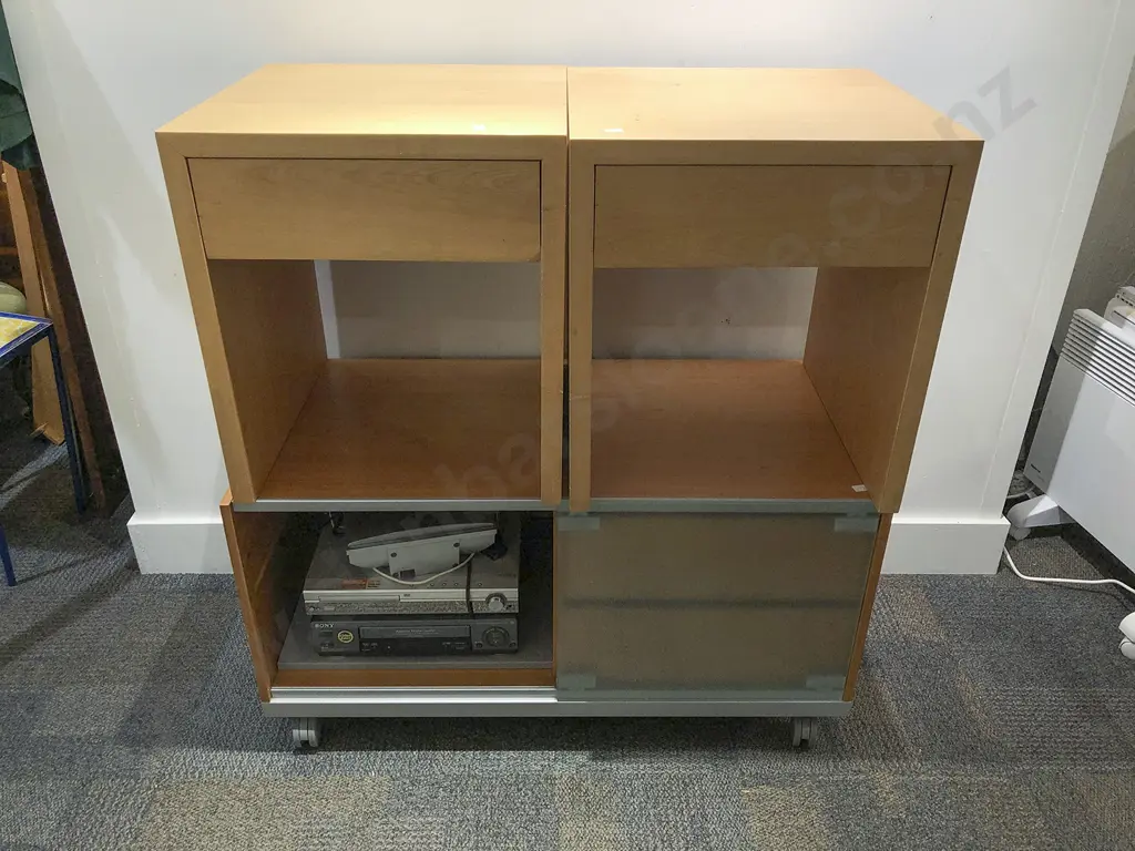 Modern Entertainment Stand together with Pair of Side Drawers etc Image 1++