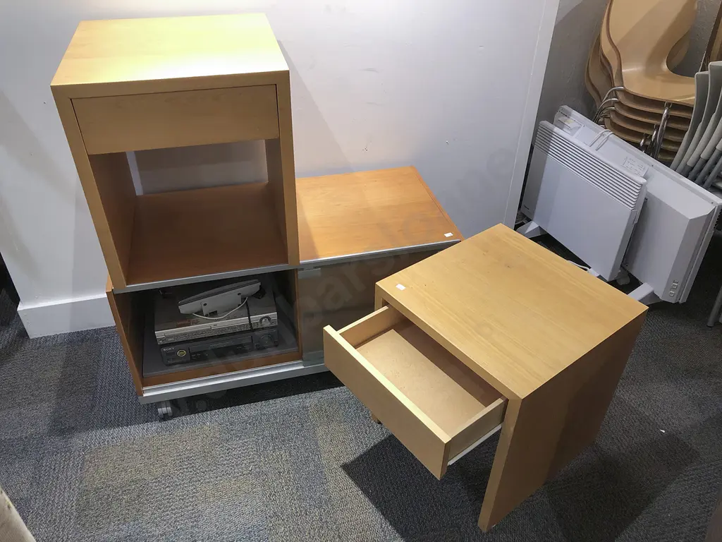 Modern Entertainment Stand together with Pair of Side Drawers etc Image 1++