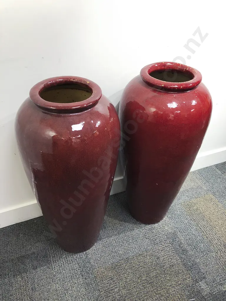 Pair of Red Glazed Floor Vases Image 1++