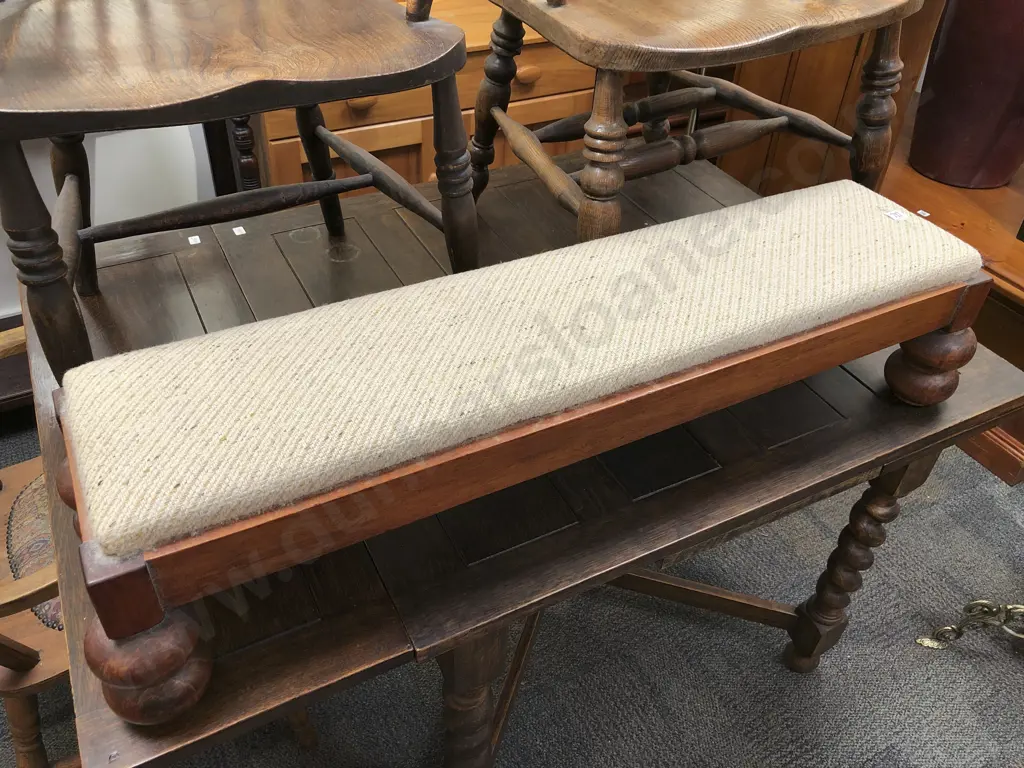 Rectangular Foot Stool on Turned Wood Feet Image 1++