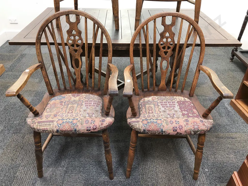 Set of Four Oak Country Kitchen Armchairs Image 1++