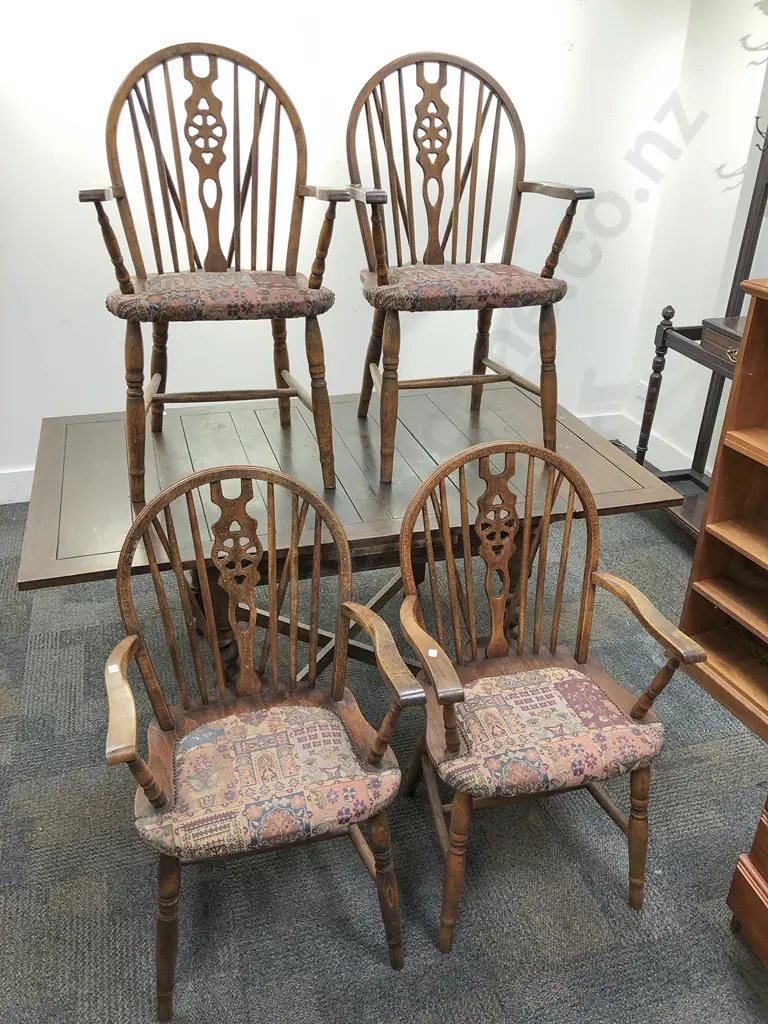 Set of Four Oak Country Kitchen Armchairs Image 1++
