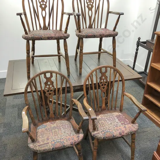 Set of Four Oak Country Kitchen Armchairs