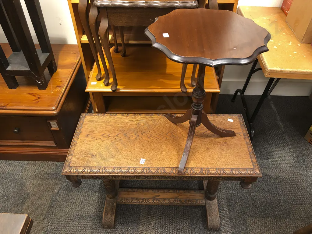Oak Refectory Side Table together with Wine Table Image 1++