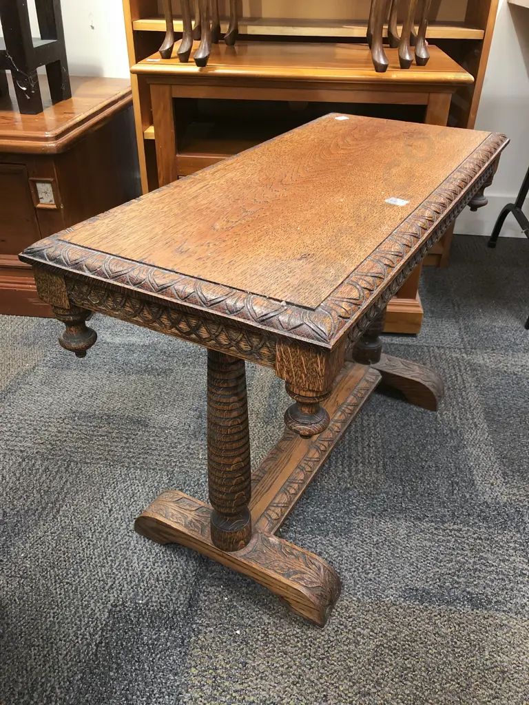Oak Refectory Side Table together with Wine Table Image 1++