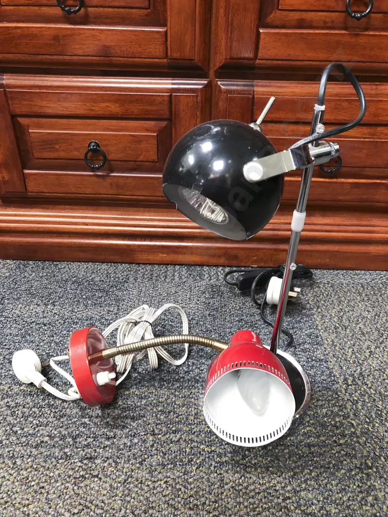 Vintage Goose Neck Table with Headboard Clamp to Base & Modern Design Table Lamp Image 1++