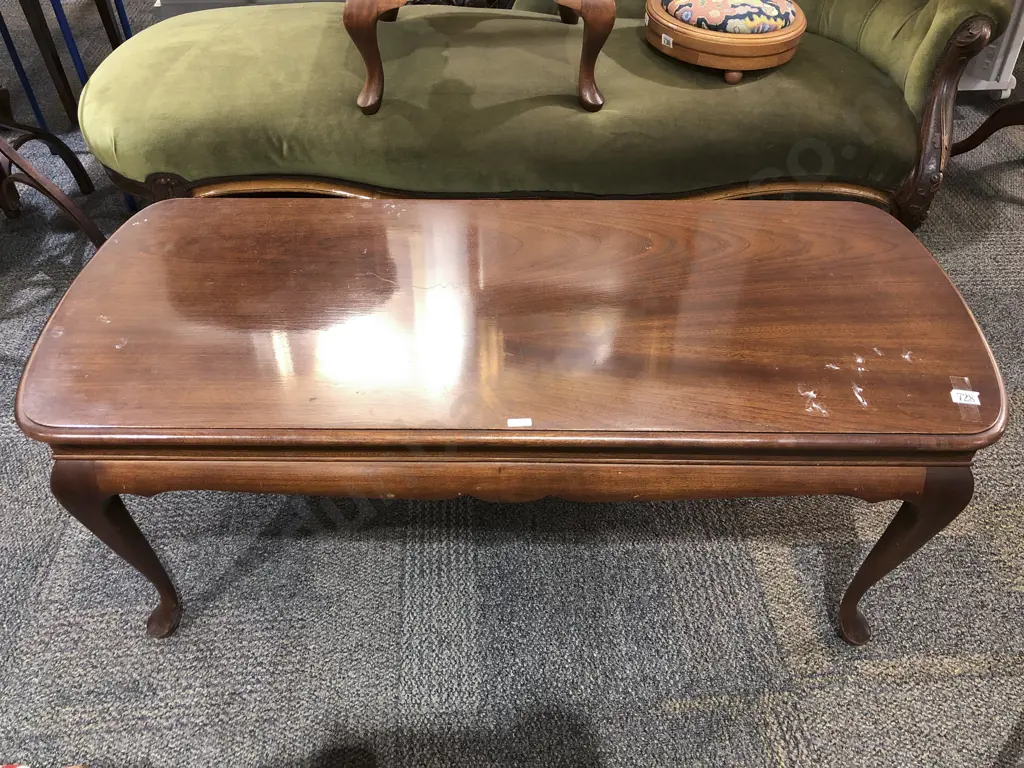 Mahogany Cabriole Leg Coffee Table Image 1++
