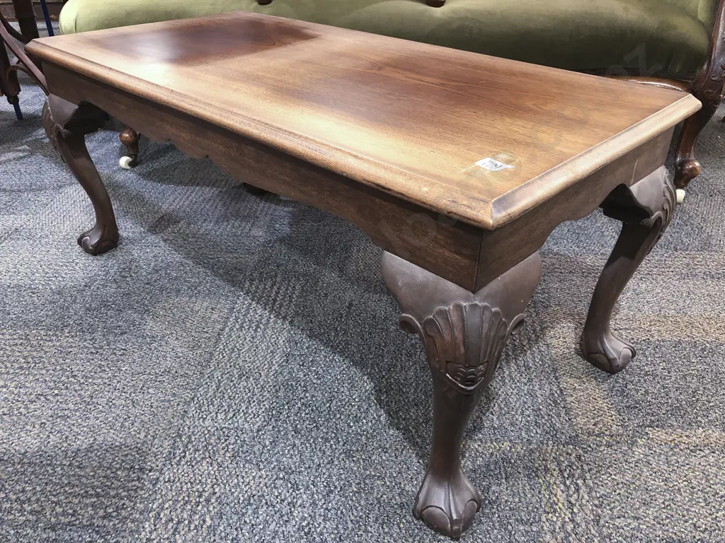 Mahogany Claw & Ball Foot Coffee Table Image 1++
