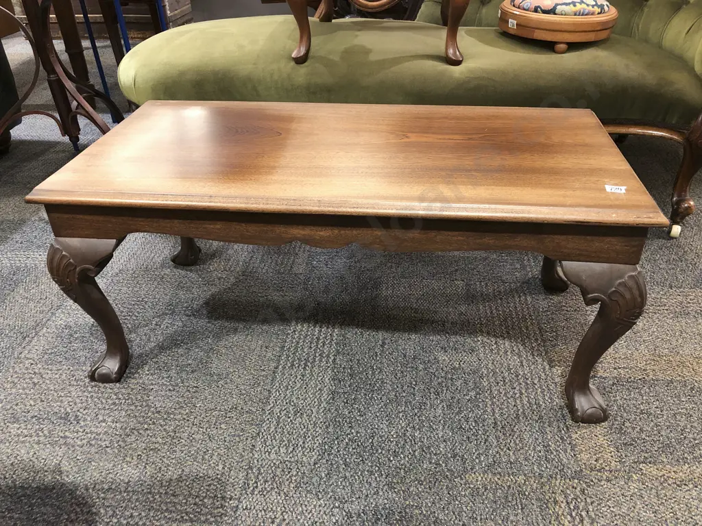 Mahogany Claw & Ball Foot Coffee Table Image 1++