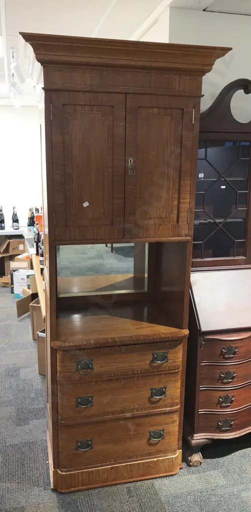 Inlaid European Style Entertainment Cabinet with Drawers to Base Image 1++