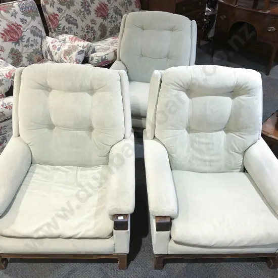 Set of Three Button Back Armchairs